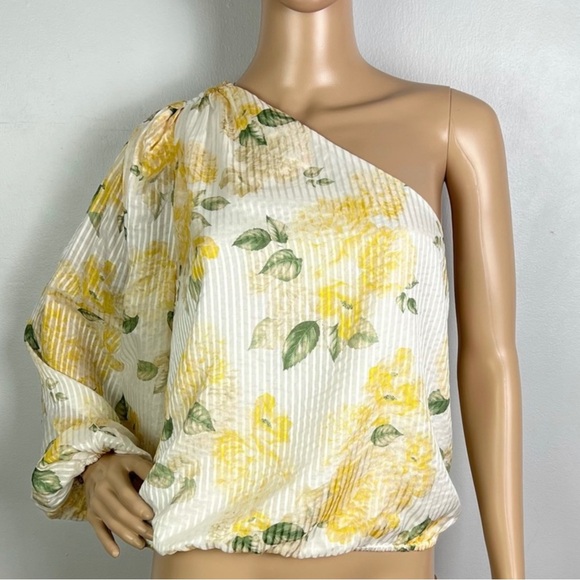 NEW CAMI NYC REVOLVE YELLOW FLORAL PRINT ONE-SHOULDER TOP - Picture 2 of 9